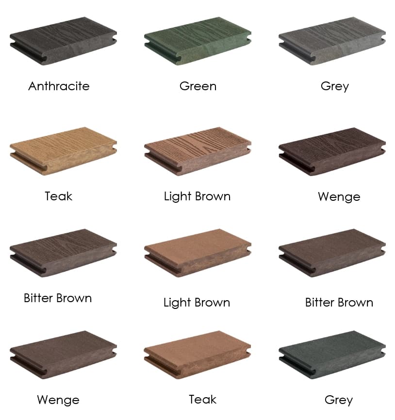 Tokoz WPC-ALS grooved deck colours Tokoz WPC-ALS grooved deck colours