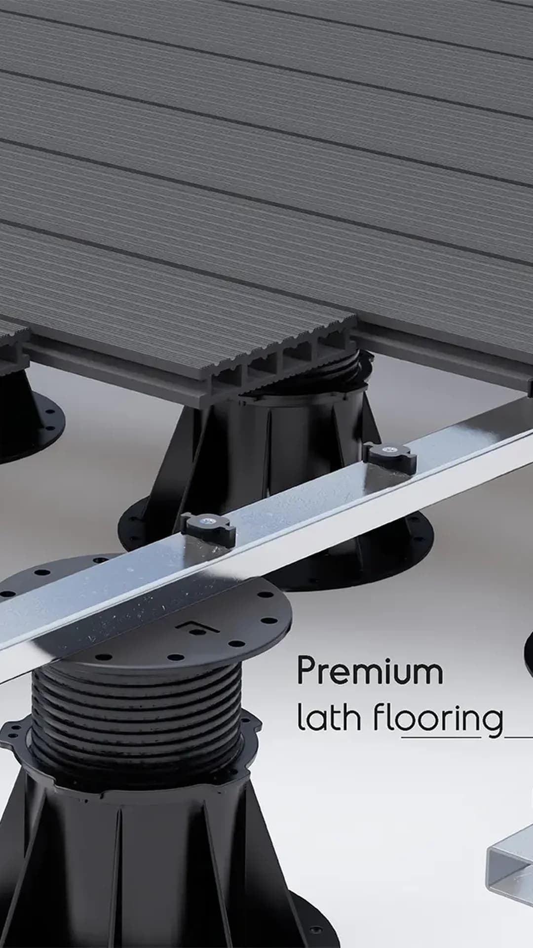 Pedestal ayak ile yükseltilmiş döşeme — Tokoz Premium lata uygulaması Pedestal ayak ile yükseltilmiş döşeme — Tokoz Premium lata uygulaması