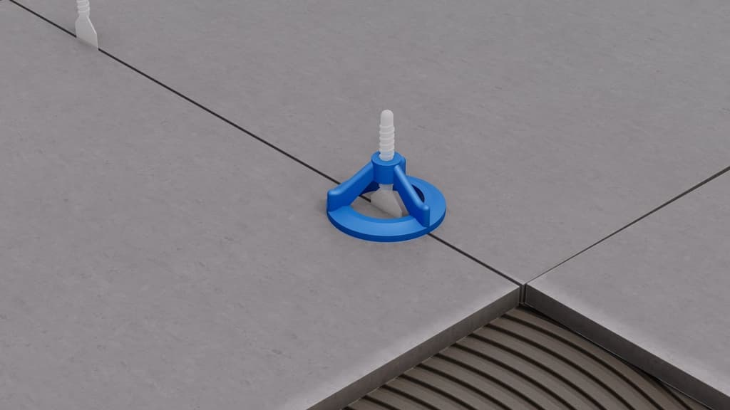tls-Sw screw wedge on a tls-Ss holder at a four-tile porcelain junction tls-Sw screw wedge on a tls-Ss holder at a four-tile porcelain junction
